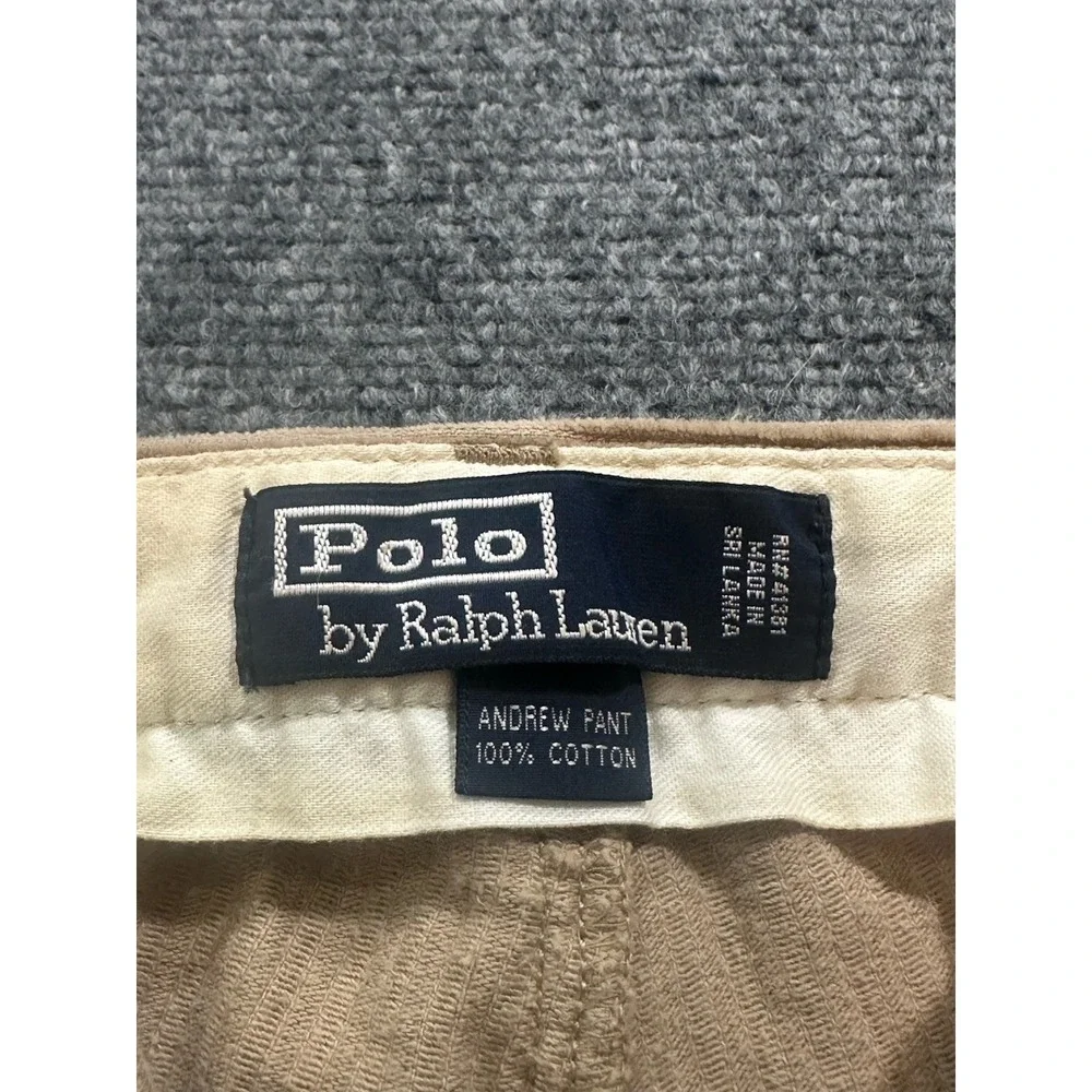 Polo Ralph Lauren Pants Mens 38x32 Tan Andrew Pant Corduroy Pleated Classic Fit